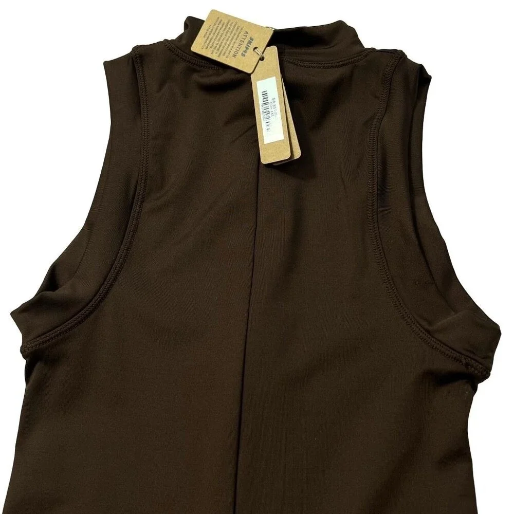 SKIMS Mock Neck Cycle Swimsuit Cocoa Womens XXS